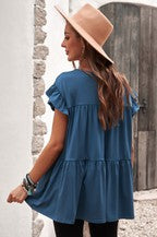 Load image into Gallery viewer, Short Sleeve Ruffled Babydoll Top
